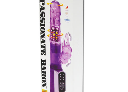 Lila passion baron vibrator von baile mit segmentiertem design und bedienfeld am fuß für intensiven genuss