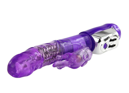 Purple translucent silikon vibrator mit silbernem metallsteuerkopf und handförmigem zubehör von baile us super sex rabbit