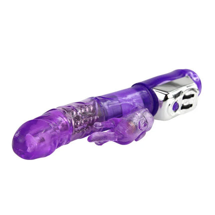 Purple translucent silikon vibrator mit silbernem metallsteuerkopf und handförmigem zubehör von baile us super sex rabbit