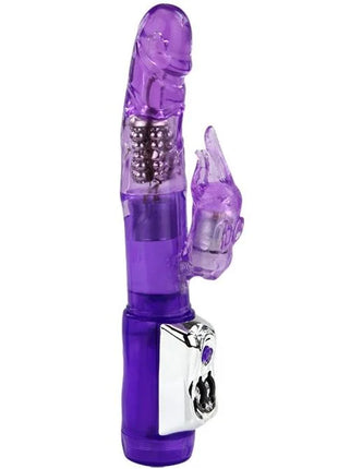 Baile us super sex rabbit lila durchsichtiger plastik vibrator in hasenform mit silberner metallbasis und triggermechanismus