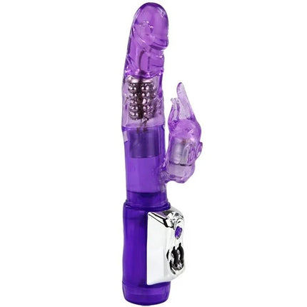 Baile us super sex rabbit lila durchsichtiger plastik vibrator in hasenform mit silberner metallbasis und triggermechanismus