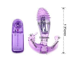 Lila transparenter baile vaginal und analstimulator aus kunststoff mit strukturierter oberfläche und vibration