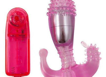 Baile vaginal- und analstimulator mit vibration pink und silber mit strukturierter spitzer kopf und transparenter körper