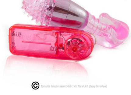 Baile vaginal und analstimulator mit vibration, pink transparent, mit stachelkopf und rotem batteriefach