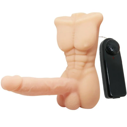 Beige silikon männlicher körper-vibrator mit schwarzer fernbedienung von baile versuchung größerer mann mit vibration