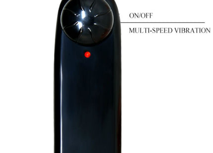 Schwarzer baile handheld vibrator mit glänzendem finish, abgerundetem kopf und roter leuchtender poweranzeige