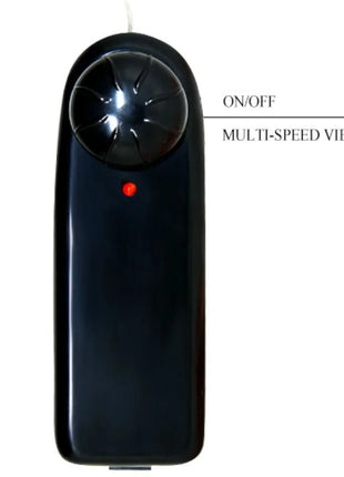 Schwarzer baile handheld vibrator mit glänzendem finish, abgerundetem kopf und roter leuchtender poweranzeige