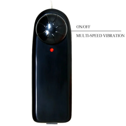 Schwarzer baile handheld vibrator mit glänzendem finish, abgerundetem kopf und roter leuchtender poweranzeige