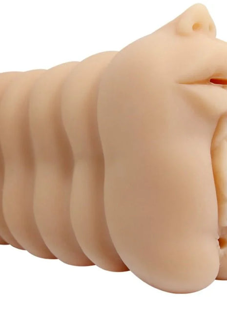 Beige silikon analplug mit realistischen gesichtszügen und segmentierten rillen aus der Baile Versuchung Leidenschaft Lady Serie