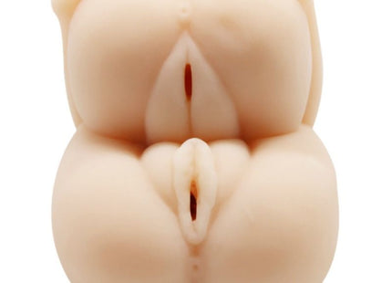 Beige silikon analplug mit gerundeten, bauchigen enden und zentraller öffnung aus der baile versuchung leidenschaft serie