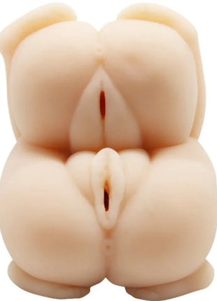 Beige silikon analplug mit gerundeten, bauchigen enden und zentraller öffnung aus der baile versuchung leidenschaft serie