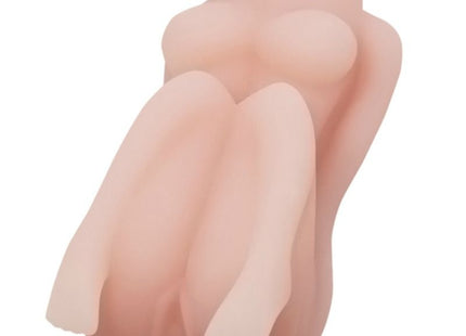 Eine glatte, pfirsichfarbene silikonfigur einer liegenden frau mit detaillierten konturen im produkt baile versuchung leidenschaft lady mnnliche mini masturbator passende pussy