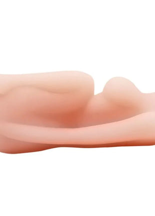 Ein pfirsichfarbener, glatt-texturierter silikon-mini-masturbator in realistischer menschlicher form von baile