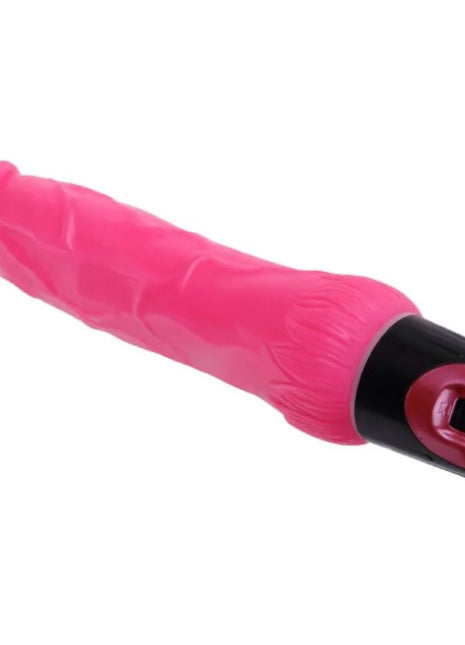 Rosa silikon vibrator mit mehrstufiger vibrationskontrolle und schwarzem rotem bedienfeld am ende von BAILE