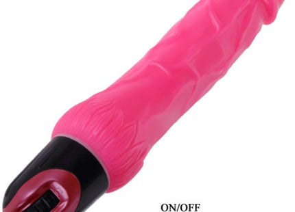 Pink silikon vibrator von baile mit mehrstufiger vibration und schwarzen sowie roten akzenten am basistock