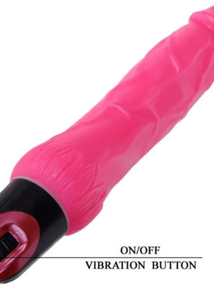 Pink silikon vibrator von baile mit mehrstufiger vibration und schwarzen sowie roten akzenten am basistock