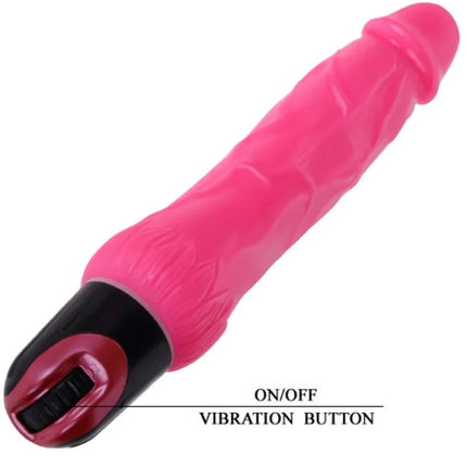 Pink silikon vibrator von baile mit mehrstufiger vibration und schwarzen sowie roten akzenten am basistock