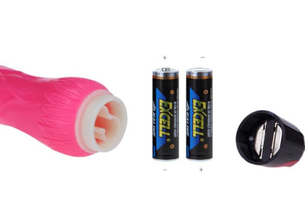 Rosa silikon vibrator baile daaply pleasure multispeed mit weißem inneren und schwarzem batterieverschluss für 2 aa-batterien