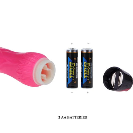 Rosa silikon vibrator baile daaply pleasure multispeed mit weißem inneren und schwarzem batterieverschluss für 2 aa-batterien