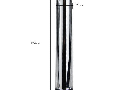 Silverfarbener zylindrischer vibrator baile mit schwarzer strukturierter basis 17,4 mm durchmesser 25 mm länge