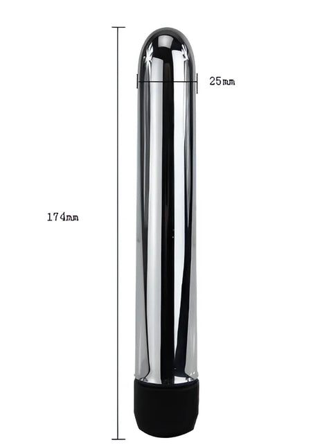 Silverfarbener zylindrischer vibrator baile mit schwarzer strukturierter basis 17,4 mm durchmesser 25 mm länge