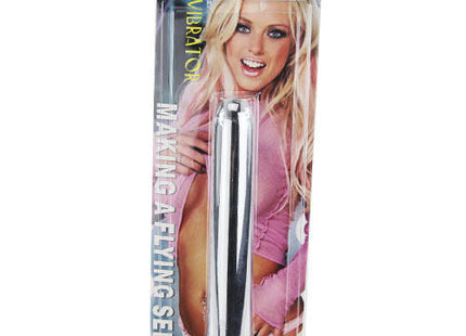 Silverfarbener zylindrischer vibrator mit schwarzer basis in klarer verpackung von baile hergestellt