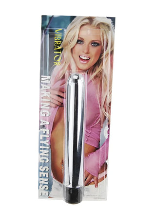 Silverfarbener zylindrischer vibrator mit schwarzer basis in klarer verpackung von baile hergestellt