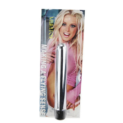 Silverfarbener zylindrischer vibrator mit schwarzer basis in klarer verpackung von baile hergestellt