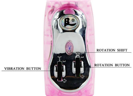 Baile vibrator mit rotation und rabbit in pink transparentem kunststoff mit chromknöpfen und zentralem edelsteinakzent