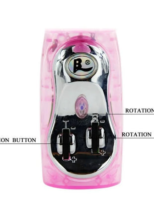Baile vibrator mit rotation und rabbit in pink transparentem kunststoff mit chromknöpfen und zentralem edelsteinakzent