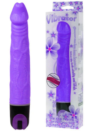 Lila silikon vibrator mit schwarzer basis und strukturierter oberfläche 21,5 cm multispeed von baile