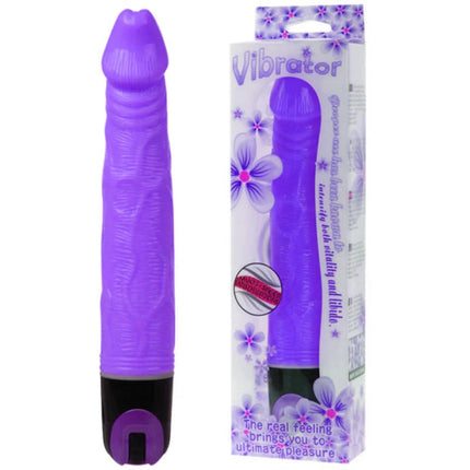 Lila silikon vibrator mit schwarzer basis und strukturierter oberfläche 21,5 cm multispeed von baile