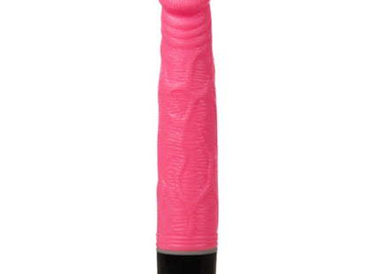 Baile vibrator multispeed 21.5 cm rosa pink silikon vibrator mit strukturierter oberfläche und rotem knopfelement