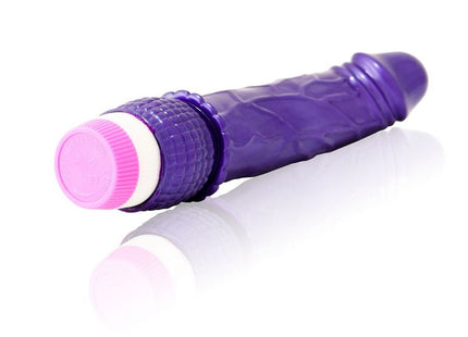 Lila silikon vibrator baile wellen des vergnügens 23 cm mit strukturierter griff und pinker kappe