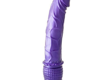 Lila silikon vibrator mit wellenförmigen rillen und weiß-pinkem sockel von BAILE 23 cm