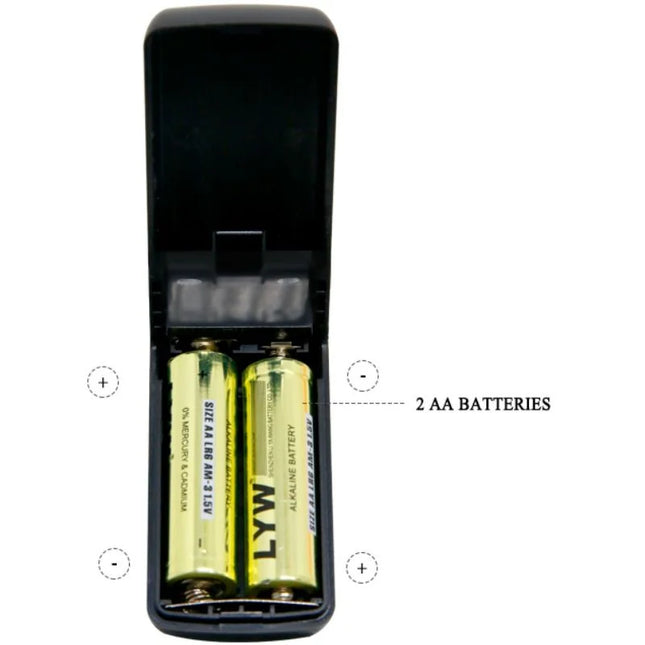 Schwarzes batterieladegerät mit zwei goldfarbenen aa alkalibatterien für BAILE vibrierende kristallkappe