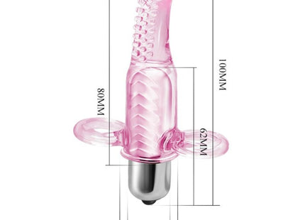 Baile vibrofingerstimulator rosa transparenter silikonfinger-vibrator mit strukturierten rippen und metallbasis