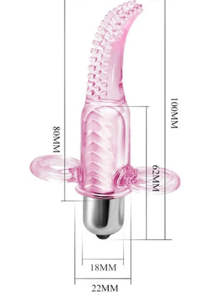 Baile vibrofingerstimulator rosa transparenter silikonfinger-vibrator mit strukturierten rippen und metallbasis