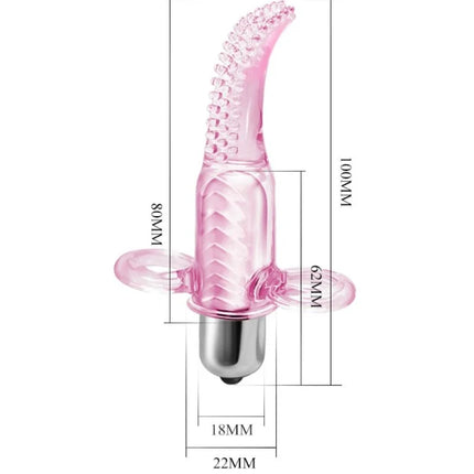 Baile vibrofingerstimulator rosa transparenter silikonfinger-vibrator mit strukturierten rippen und metallbasis