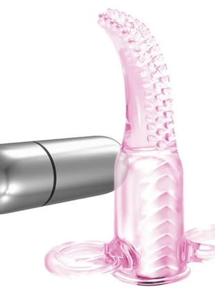 Baile vibrofingerstimulator aus rosa transparentem silikon mit gebogenem, strukturiertem spitzen und zwei runden basen