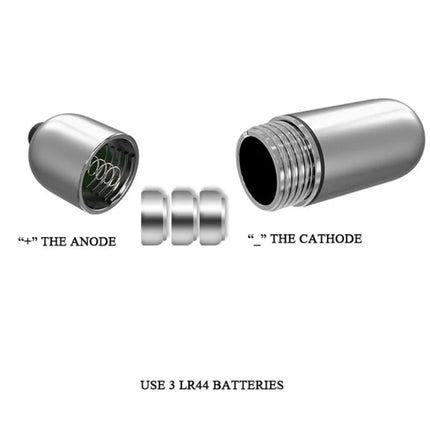 Silberner zylindrischer batterie betriebener led vibrofingerstimulator baile mit gewindeteilen und innenfedermechanismus