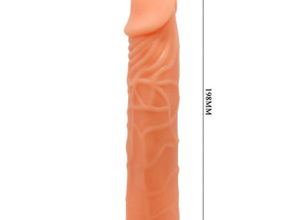 Peachfarbener silikon dildo 198 mm lang mit strukturierten rillen und abgerundetem kopf von baile vive