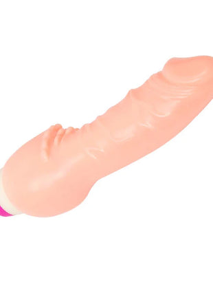 Pink silikon vibrator mit strukturierter oberfläche und leuchtend pinkem ring am fuß von baile wellen des vergnügens