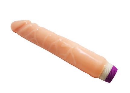 Peachfarbener silikon-vibrator mit strukturierter oberfläche und violettem deckel von baile wellen des vergnügens 25,5 cm