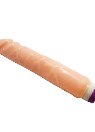 Peachfarbener silikon-vibrator mit strukturierter oberfläche und violettem deckel von baile wellen des vergnügens 25,5 cm