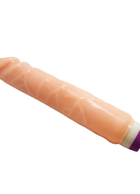 Peachfarbener silikon-vibrator mit strukturierter oberfläche und violettem deckel von baile wellen des vergnügens 25,5 cm