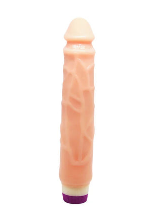 Peachfarbenes silikonspielzeug mit strukturierten rillen und lila basis von baile wellen des vergnügens realistisch vibrierend 25,5 cm