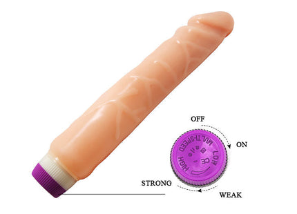 Pink silikon vibratorspielzeug mit lila und weißer kappenende und intensitätsregelung dial baile wellen des vergnügens 25,5 cm