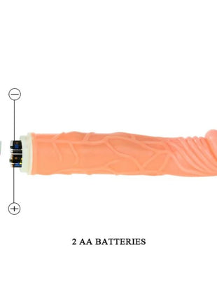 Peachfarbener silikonvibrator mit strukturierter oberfläche und lila weißem akkuboden von baile wellen des vergnügens 22,5 cm