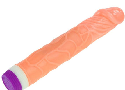 Orangenes silikonvibrationsspielzeug mit strukturierter oberfläche und lila-weißem verschluss von baile 22,5 cm
